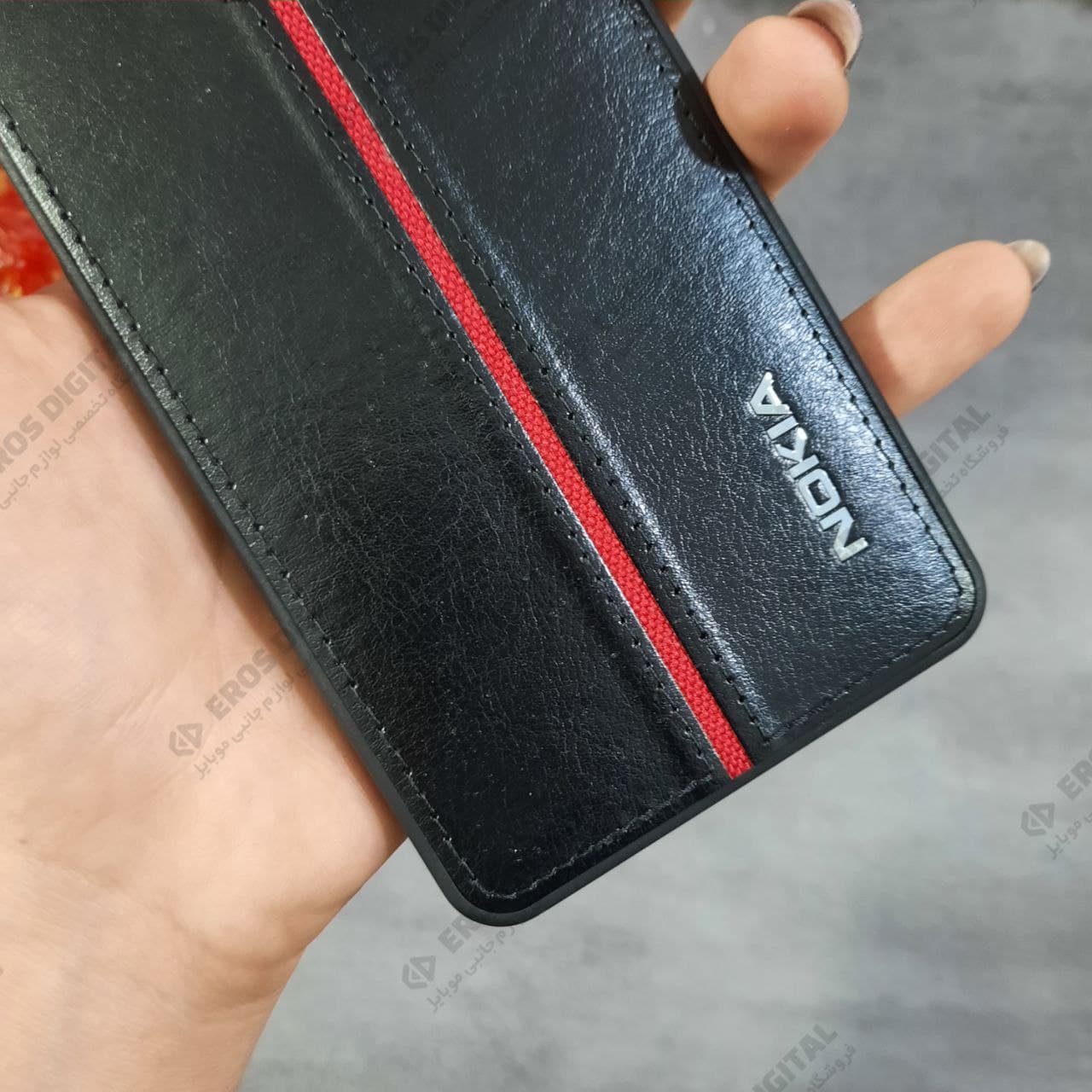 قاب گوشی Nokia 6 مدل پشت چرم با لوگو خط قرمز — تصویر ۳
