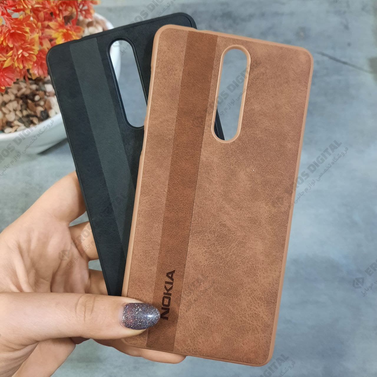 قاب گوشی Nokia 8 مدل پشت چرم با لوگو
