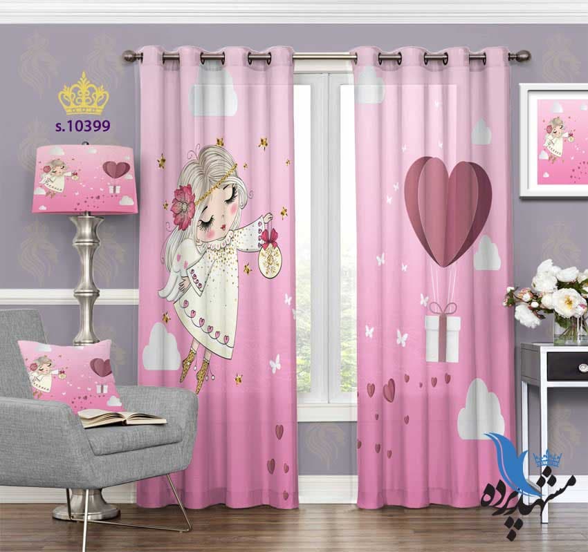 پرده پانچ کودکانه طرح دختر فرشته S10399