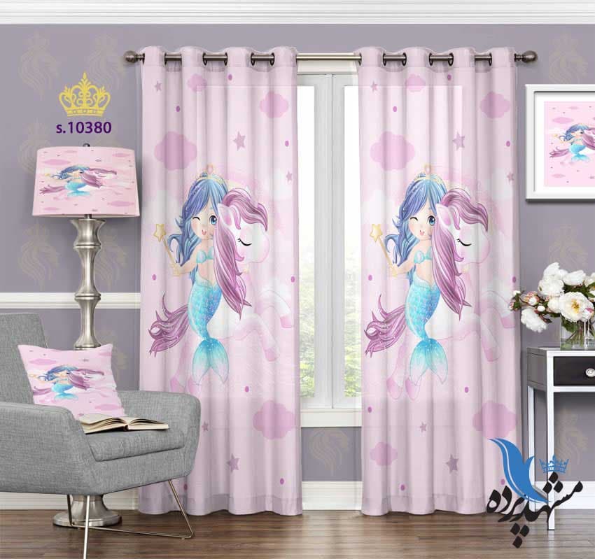 پرده پانچ کودکانه طرح فرشته دریایی S10380