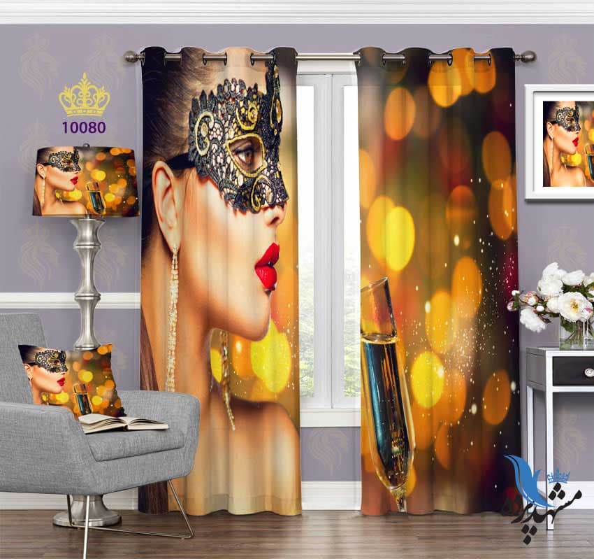 پرده پانچ چهره طرح زن نقابدار S10080