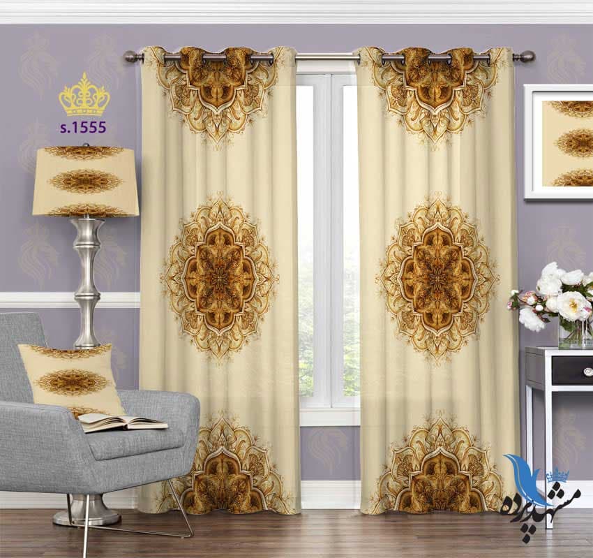 پرده پانچ اسلیمی طرح تک گل S10555