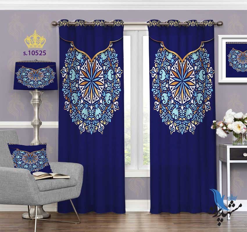 پرده پانچ اسلیمی طرح تک گل S10525