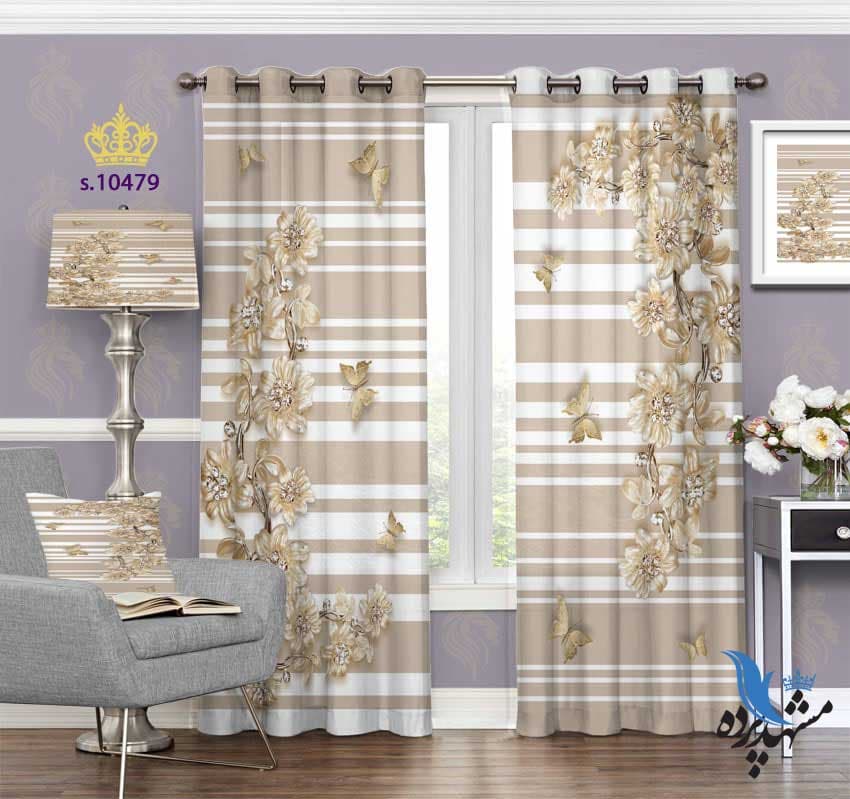 پرده پانچ گلدار طرح گل S10479