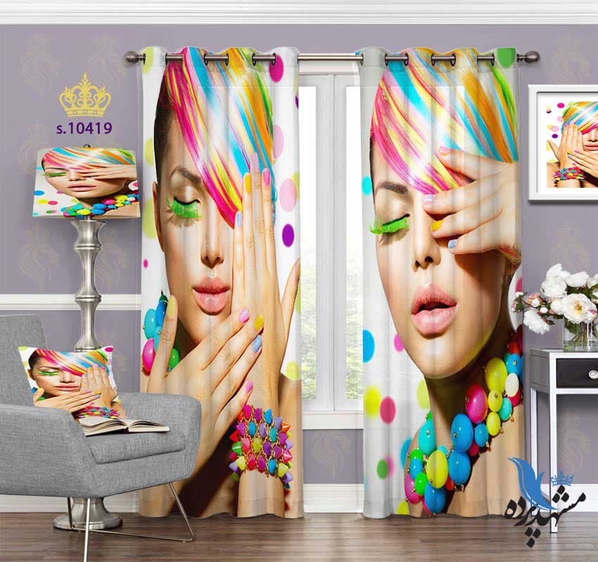 پرده پانچ چهره طرح میکاپ S10419