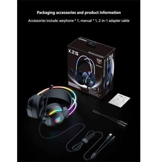 هدست گیمینگ اونیکوما مدل Onikuma Gaming X26 Black — تصویر ۳