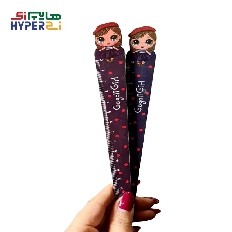 خط کش 15 سانتی چوبی دختر بادمجونی کد3