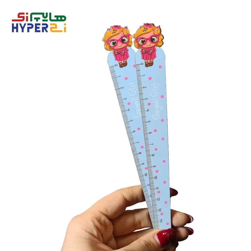 خط کش 15 سانتی چوبی دختر آبی آسمانی کد12 — تصویر ۲