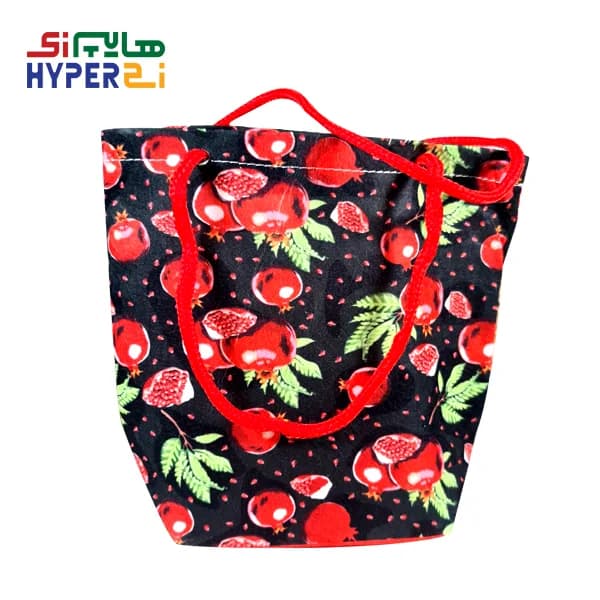 ساک کوچک یلدایی زمینه مشکی طرح انار — تصویر ۲