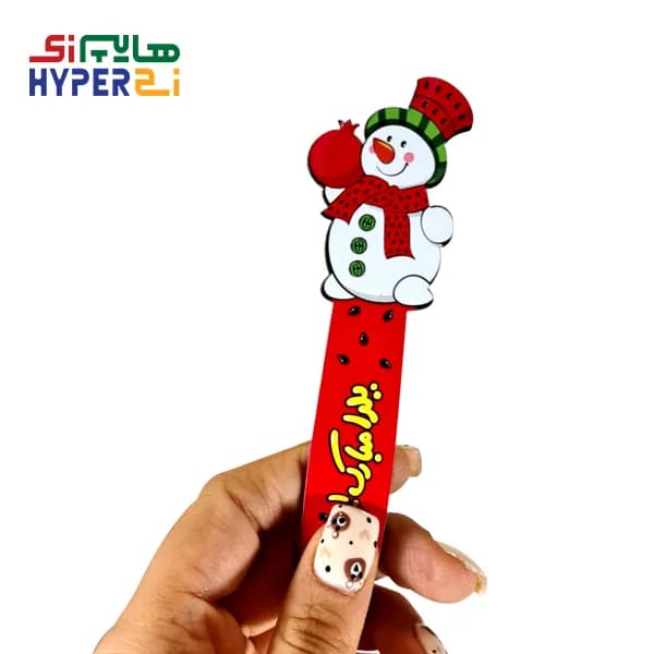 بوک مارک فانتزی چوبی یلدایی طرح آدم برفی — تصویر ۳