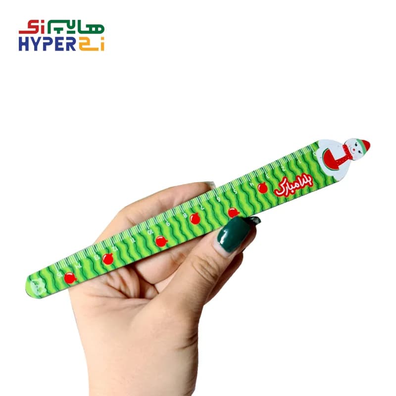 خط کش 15 سانتی چوبی یلدا طرح آدم برفی(سبز و قرمز رندوم)