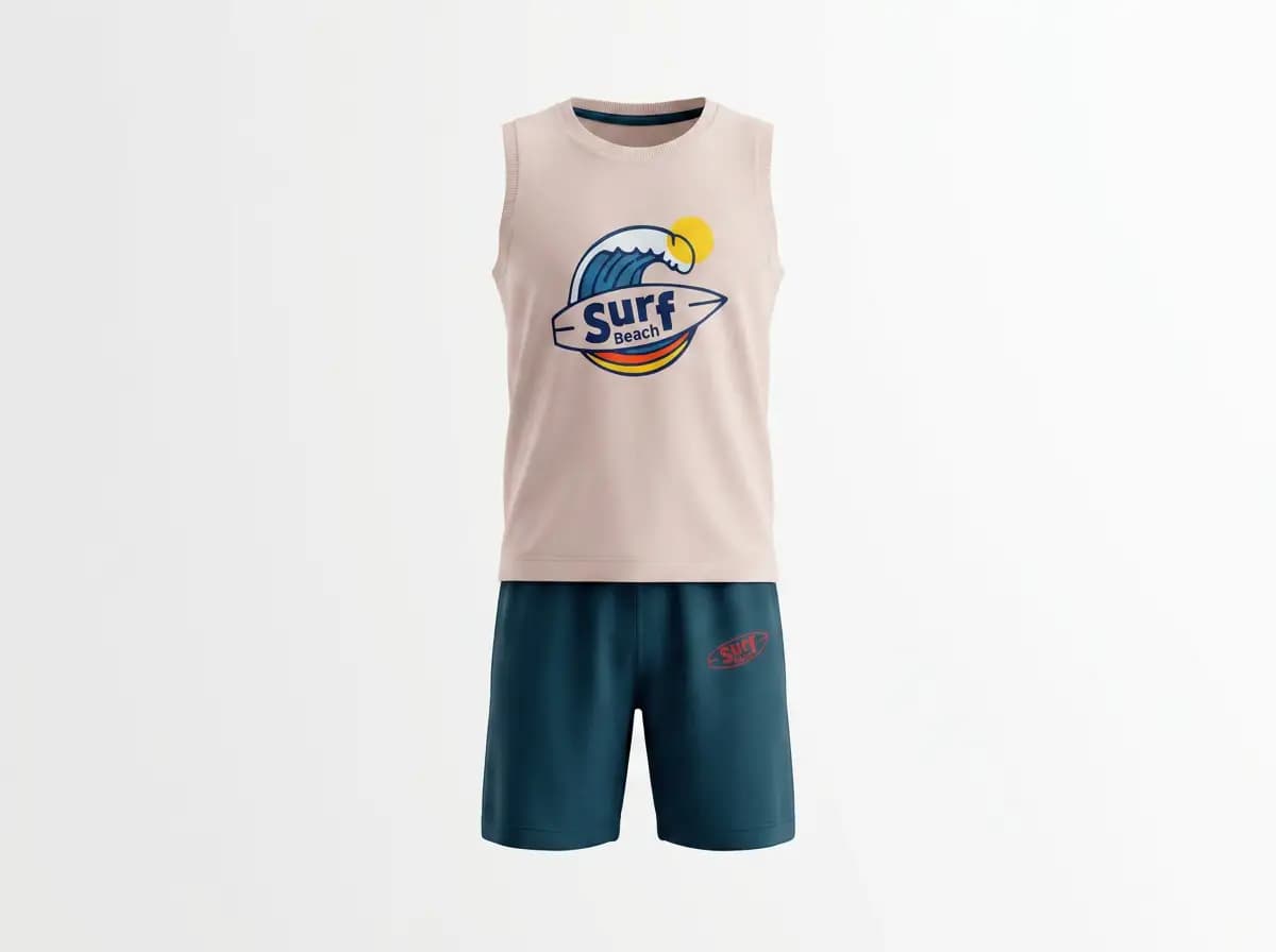 تاپ و شلوارک طرح Surf پسرانه (18 ماه تا 7 سال) کد 627828 — تصویر ۵