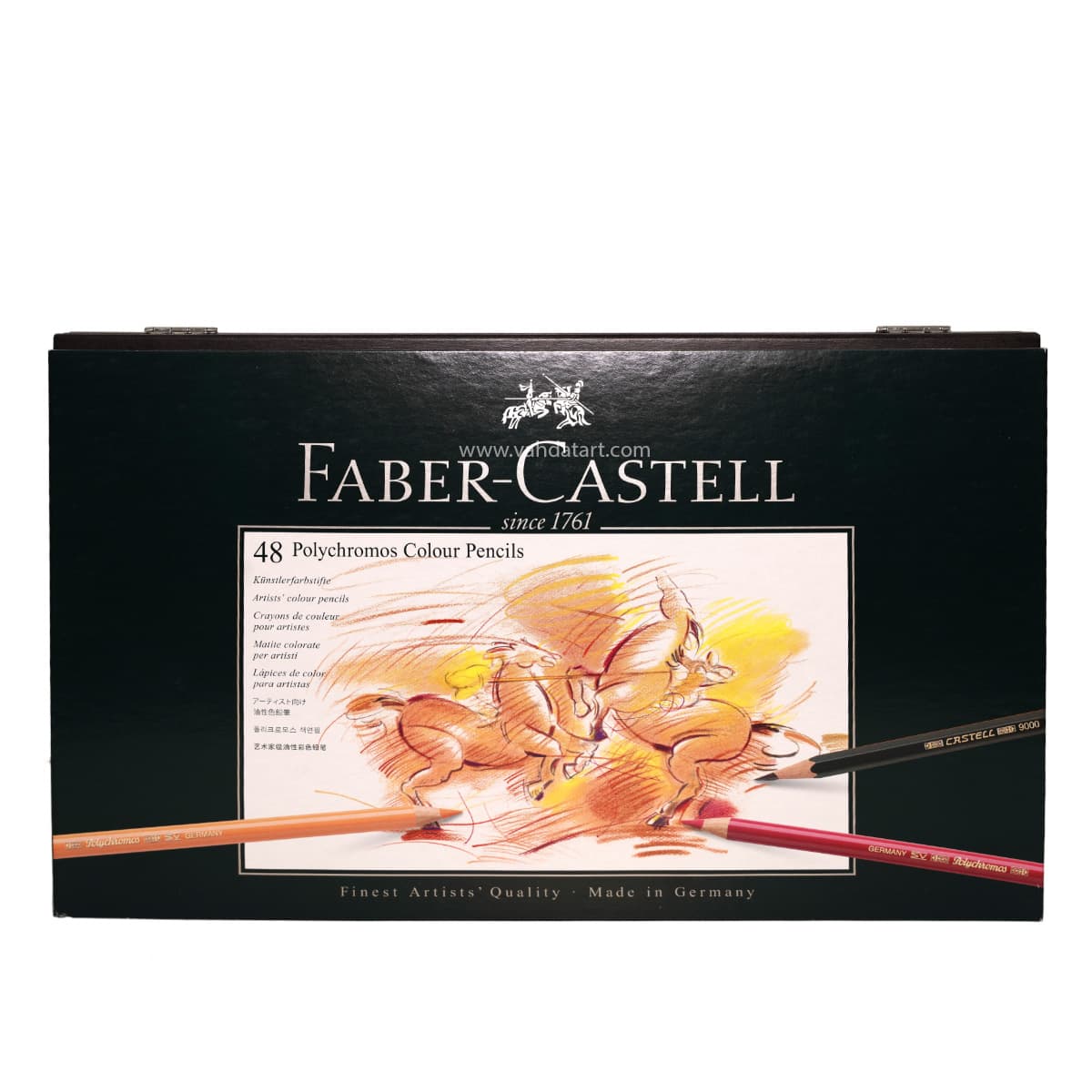 مداد رنگی فابر کاستل 48 رنگ مدل Polychromos جعبه چوبی