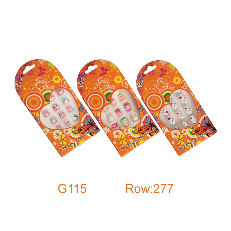 ناخن مصنوعی طرح دار ژله ای کودک با کد G115 برند vergen