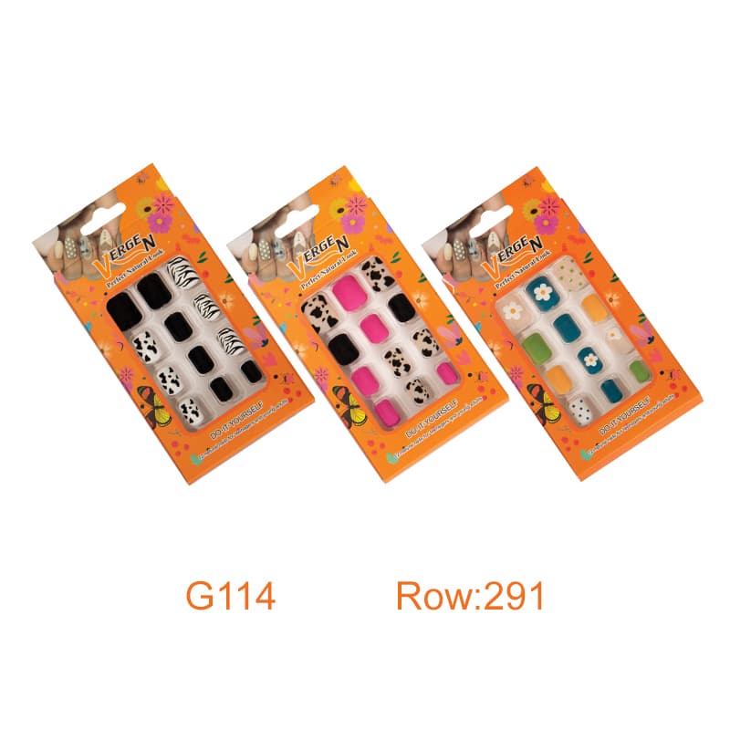 ناخن مصنوعی طرحدار ژله ای کوتاه با کد G114 برند vergen