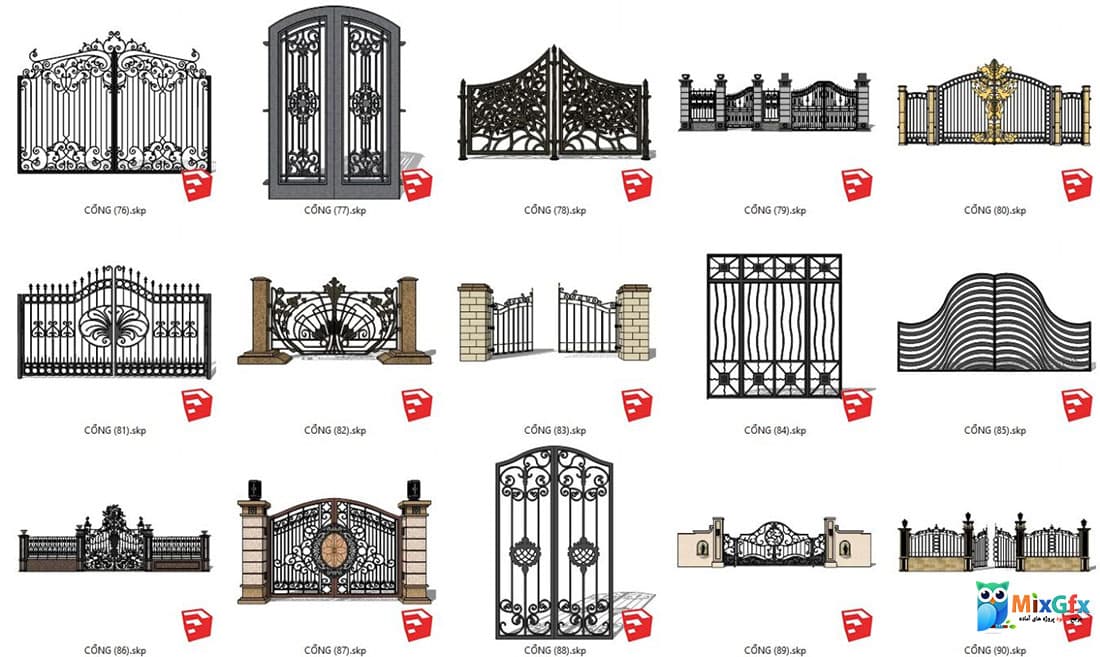 دانلود آبجکت درب اسکچاپ Gates Sketchup