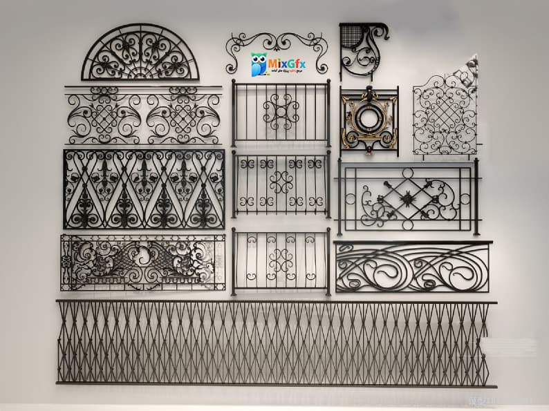 دانلود مدل نرده آهنی بالکن سه بعدی 3D Iron Balcony Railing