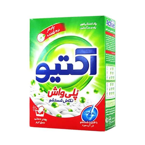 پودر رختشویی (تاید) دستی اکتیو مدل پلی واش – 500 گرم