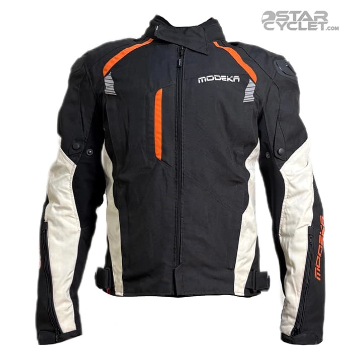 کاپشن چهارفصل موتورسواری مودکا مدل BLACK WHITE ORANGE