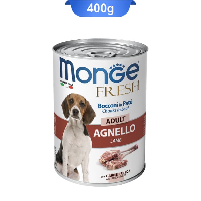 کنسرو سگ بالغ مونژه طعم بره وزن 400 گرم Monge Fresh