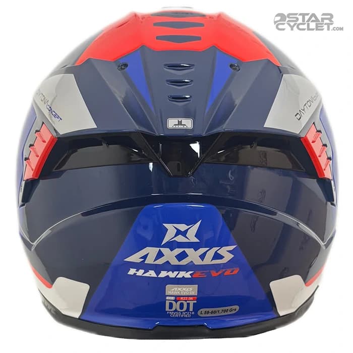 کلاه کاسکت فک ثابت اکسیس مدل HAWK Blue white orange — تصویر ۴