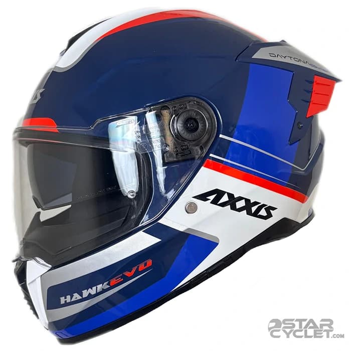 کلاه کاسکت فک ثابت اکسیس مدل HAWK Blue white orange — تصویر ۳