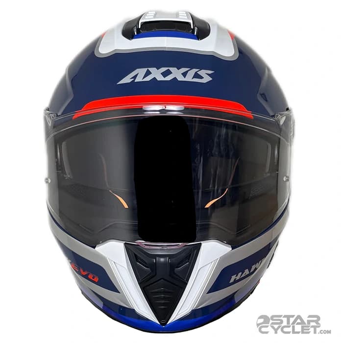 کلاه کاسکت فک ثابت اکسیس مدل HAWK Blue white orange — تصویر ۵