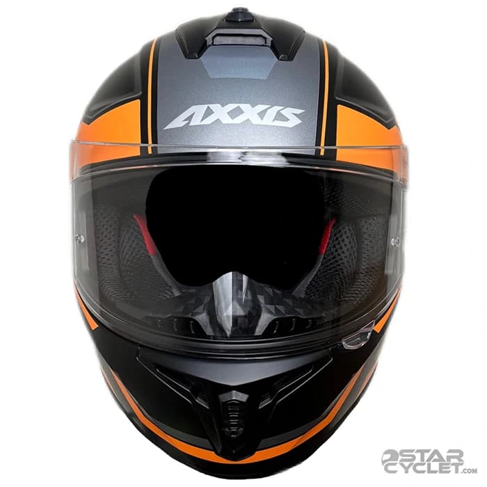 کلاه کاسکت فک ثابت اکسیس مدل SONAR MATT BLACK ORANGE — تصویر ۴
