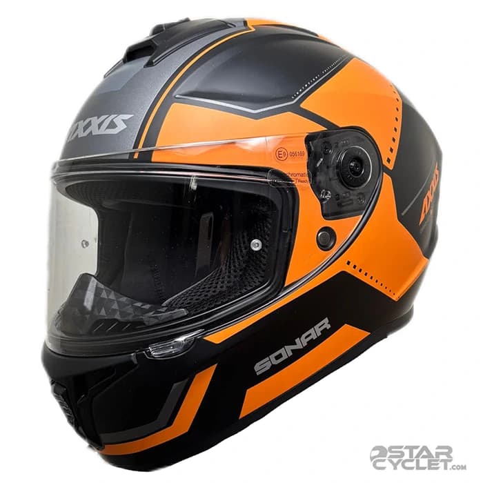 کلاه کاسکت فک ثابت اکسیس مدل SONAR MATT BLACK ORANGE — تصویر ۲