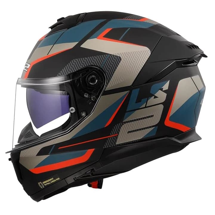 کلاه کاسکت فک ثابت ال اس 2 مدل STREAM2 BLACK BLUE RED MATT FF808 — تصویر ۳