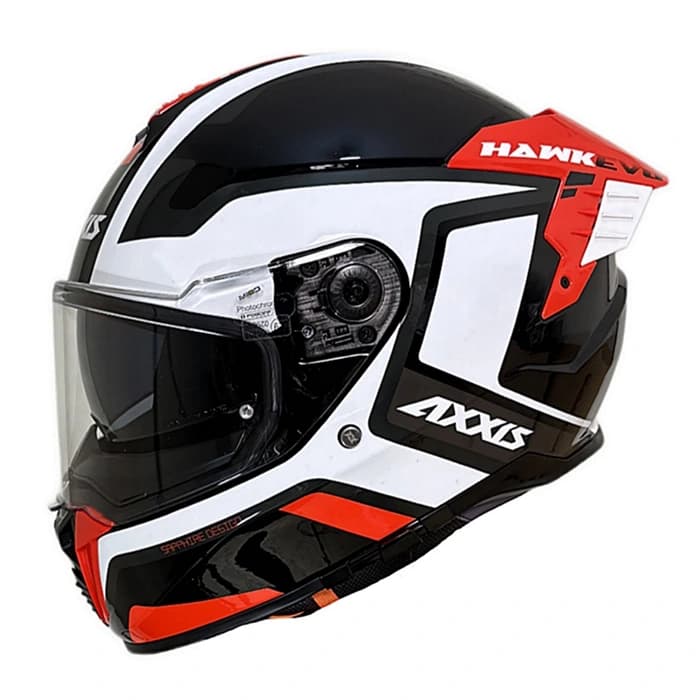 کلاه کاسکت فک ثابت اکسیس مدل HAWK WHITE BLACK RED — تصویر ۳