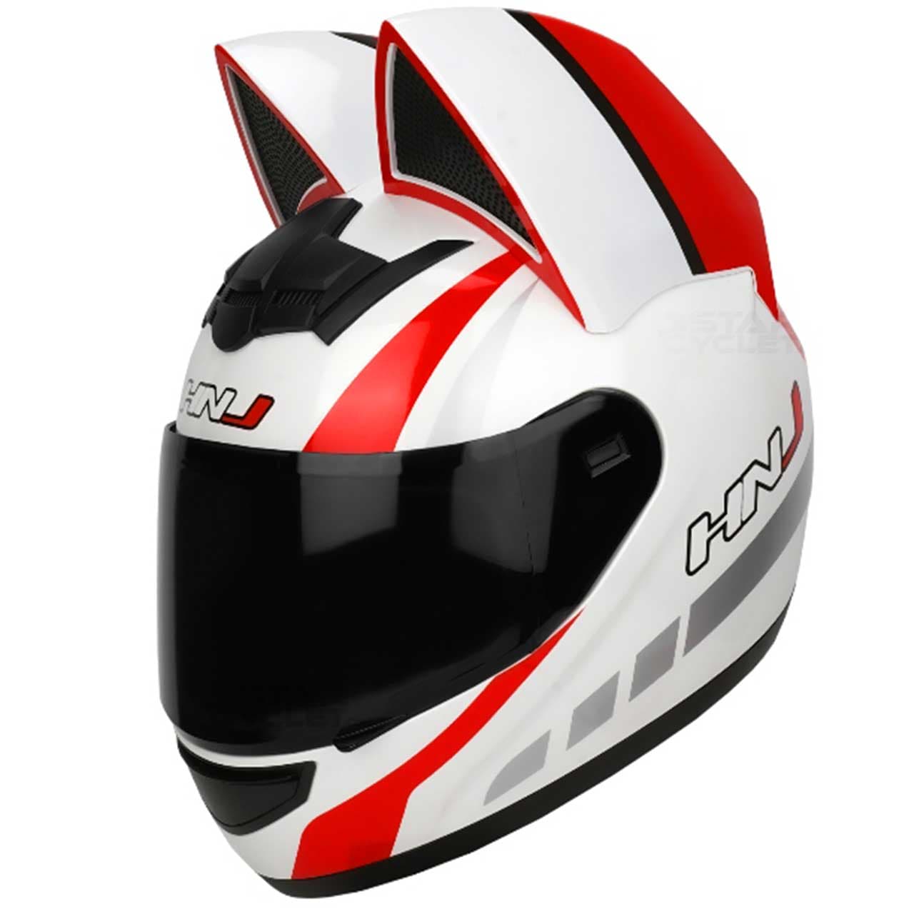 کلاه کاسکت گربهای اچ ان جی مدل WHITE-RED