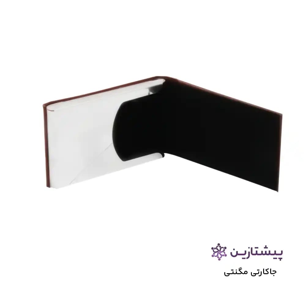 جاکارتی مگنتی نقره ایی چرم ترمو عسلی تیره مدل عمودی G20 — تصویر ۳