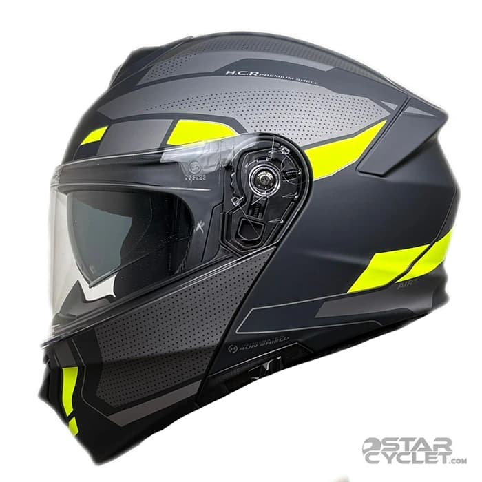 کلاه کاسکت فک متحرک FLASH مدل 935 SV MATT BLACK NEON YELLOW 2#B — تصویر ۴