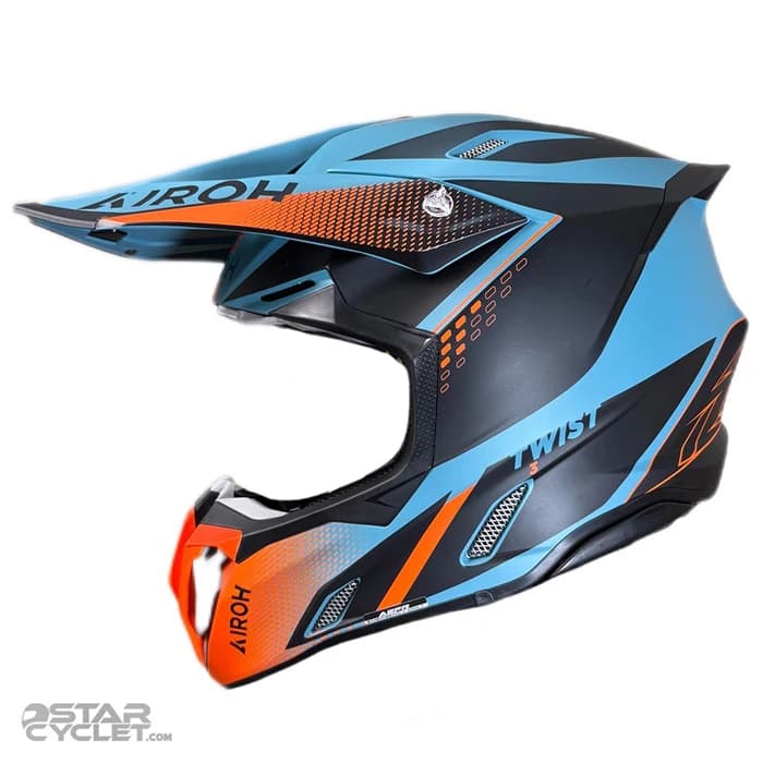 کلاه کاسکت کراسی AIROH مدل TWIST3 BLUE ORANGE BLACK MATT — تصویر ۳