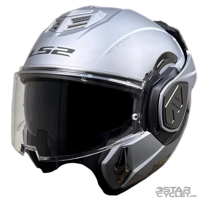 کلاه کاسکت فول متحرک ال اس 2 مدل ADVANT 906-7 GRAY LINE WHITE — تصویر ۳