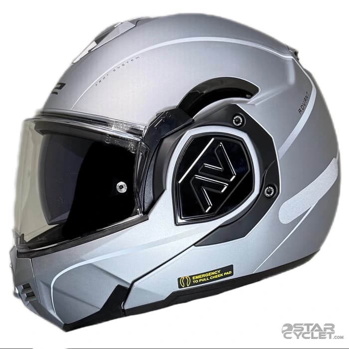 کلاه کاسکت فول متحرک ال اس 2 مدل ADVANT 906-7 GRAY LINE WHITE — تصویر ۴