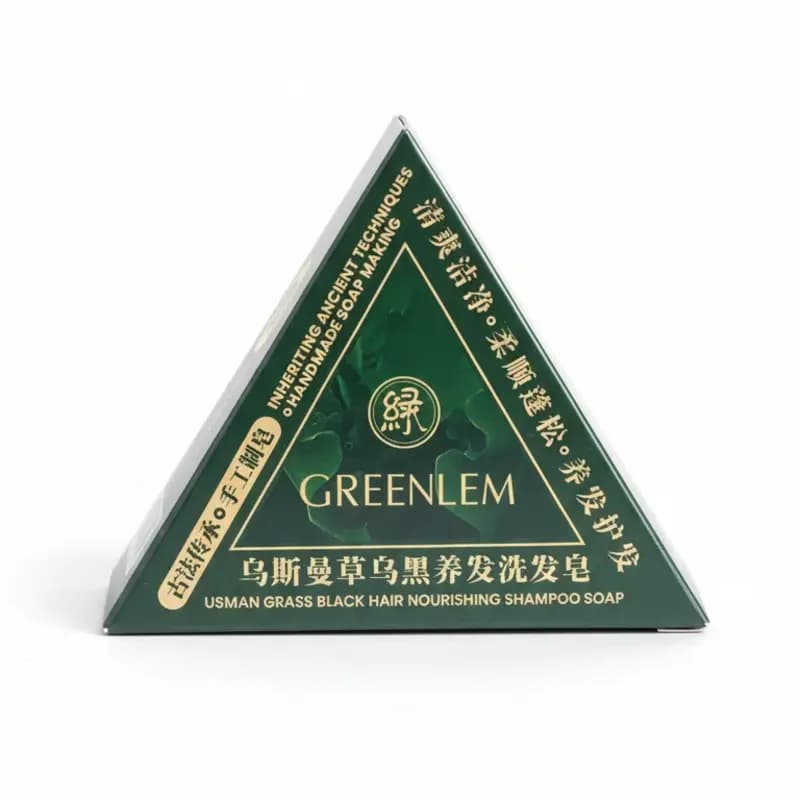 صابون شامپو گیاهی گرین‌لم مدل علف عثمان GREENLEM Usman Grass Black Hair Nourishing Shampoo Soap