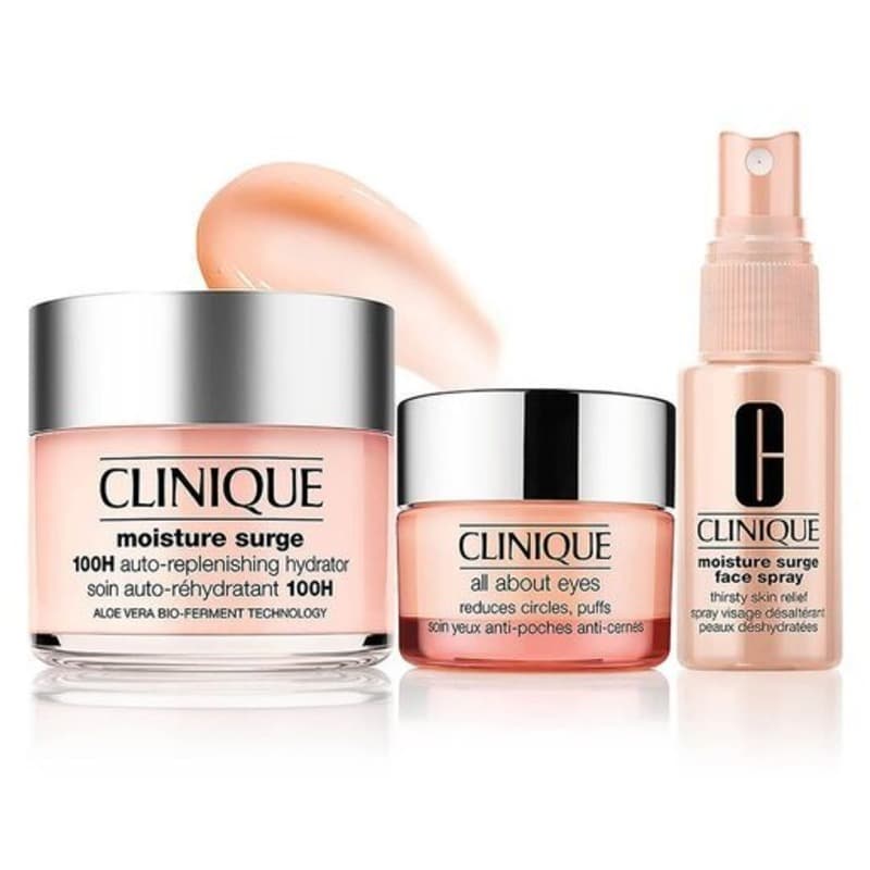 پک آبرسان ۳ تکه کلینیک مدل Moisture Surge Clinique (ژل ۱۲۵ میل + اسپری ۳۰ میل + کرم دور چشم ۵ میل)