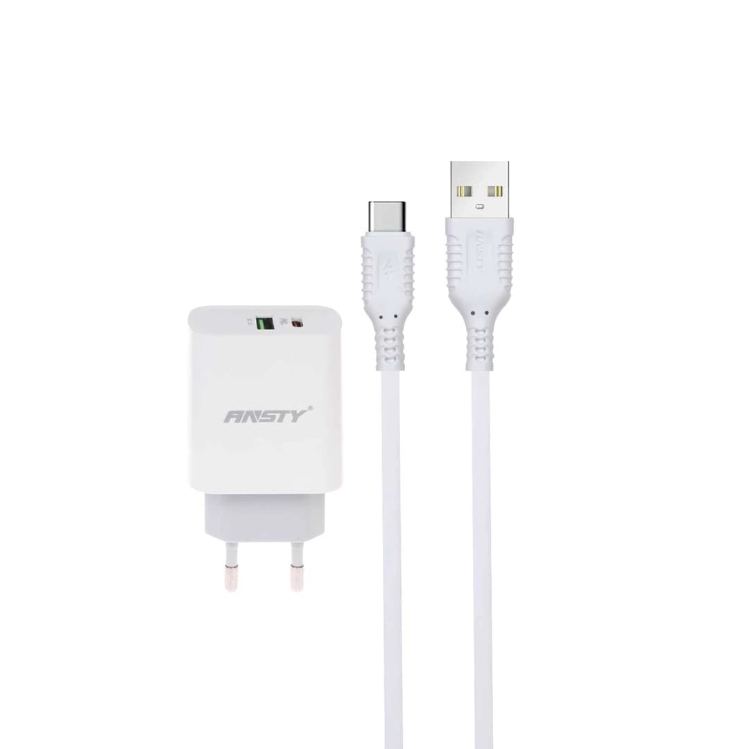 شارژر همراه با کابل شارژ تایپ سی برند ANSTY مدل C-008-T (گارانتی 6 ماهه ) — تصویر ۳