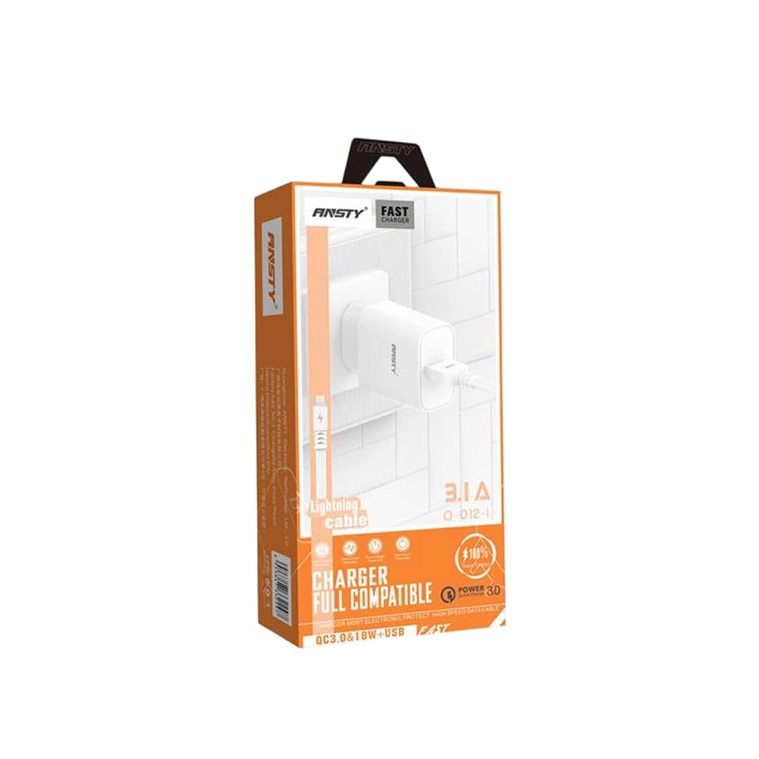 شارژر همراه با کابل شارژ ایفون برند ANSTY مدل Q-012-I (گارانتی 6 ماهه )