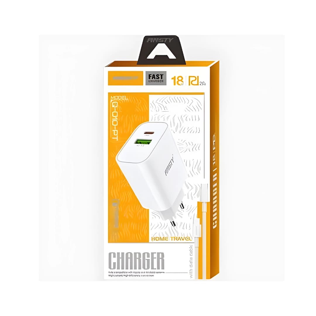 شارژرهمراه با کابل شارژ دو سر تایپ سی برند ANSTY مدلQ-010-PT (گارانتی 6 ماهه )