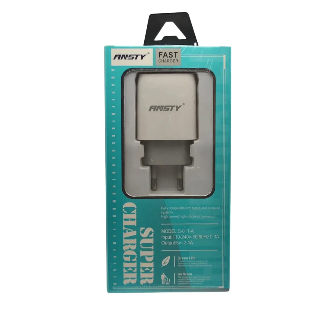 شارژر همراه با کابل شارژ میکرو برند ANSTY مدل C-011-A (گارانتی 6 ماهه )