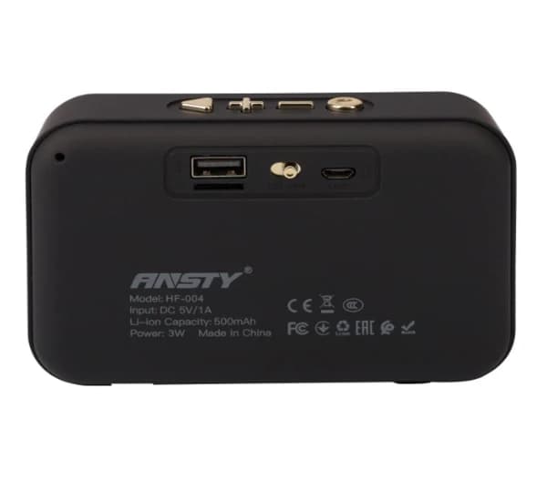 اسپیکر بلوتوثی قابل حمل ANSTY مدل HF-004 – مشکی ( گارانتی 6 ماهه) — تصویر ۲