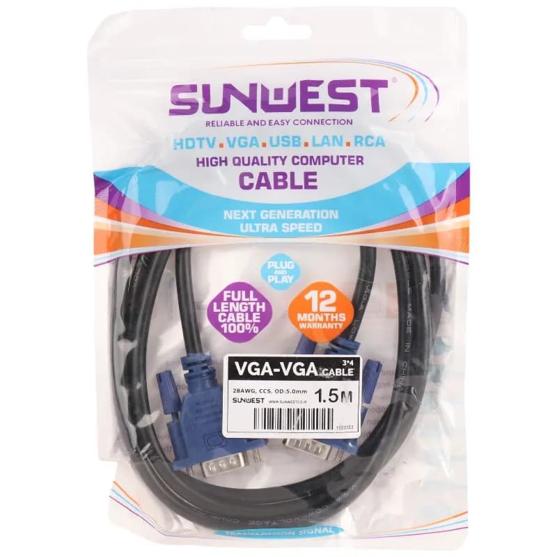 کابل VGA 3+4 سان وست Sunwest طول 1.5 متر — تصویر ۶
