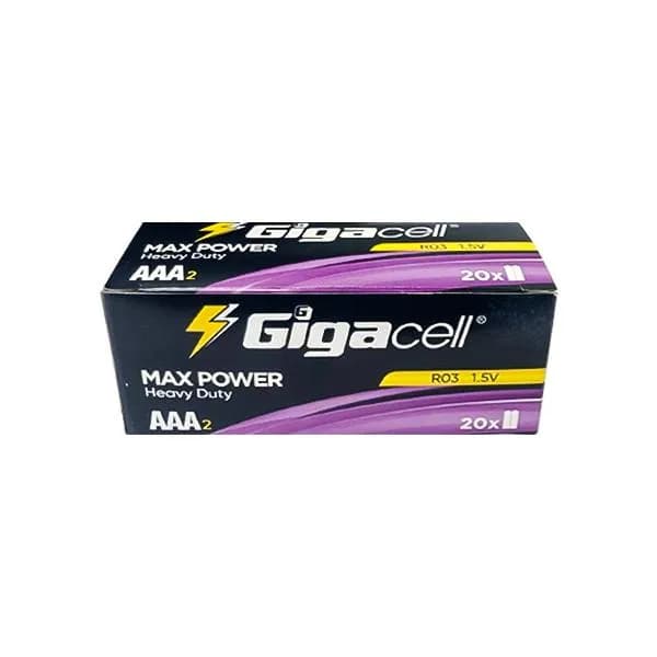 باتری دوتایی نیم قلمی Gigacell Max Power Heavy Duty R03 1.5V AAA شیرینک — تصویر ۳