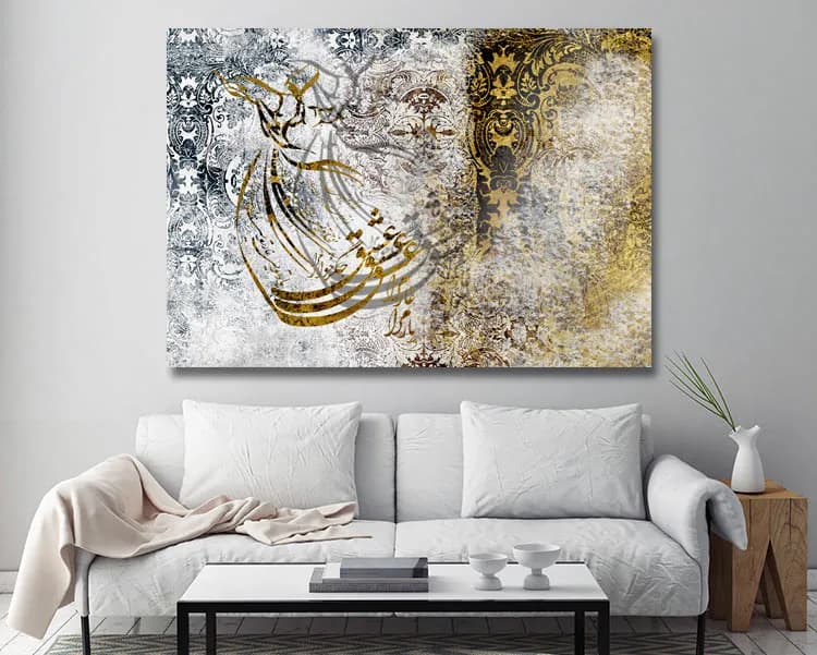 بوم کنواس طرح رقص سماع با پس زمینه طلایی — تصویر ۲