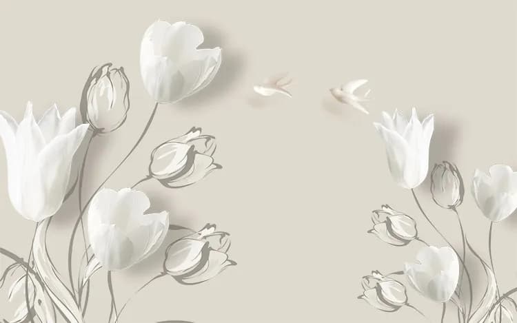 کاغذ دیواری سه بعدی مدرن ، طرح گلهای لاله — تصویر ۳