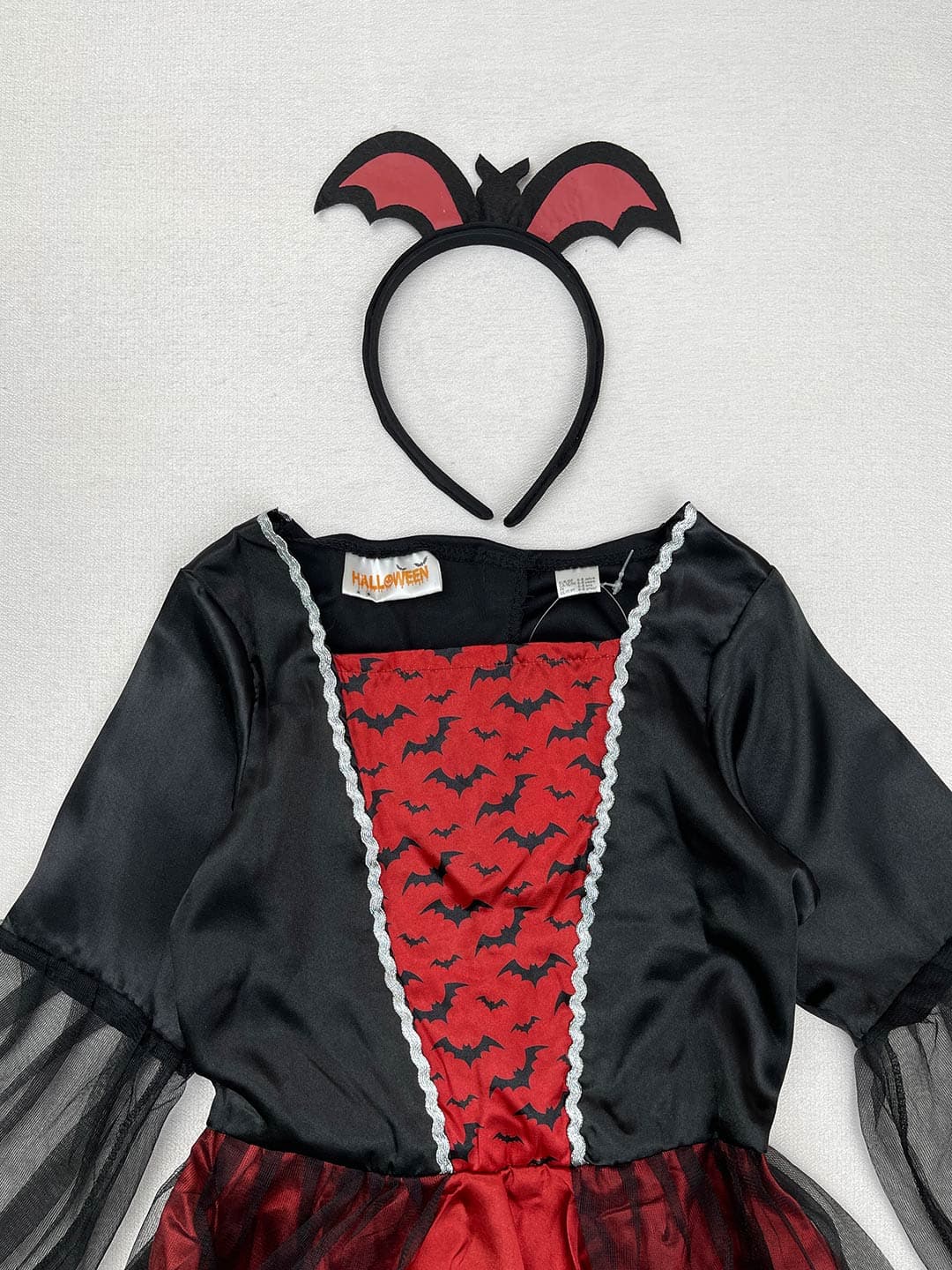 ست پیراهن و تل دخترانه HALLOWEEN طرح خون آشام کد A3228 — تصویر ۴