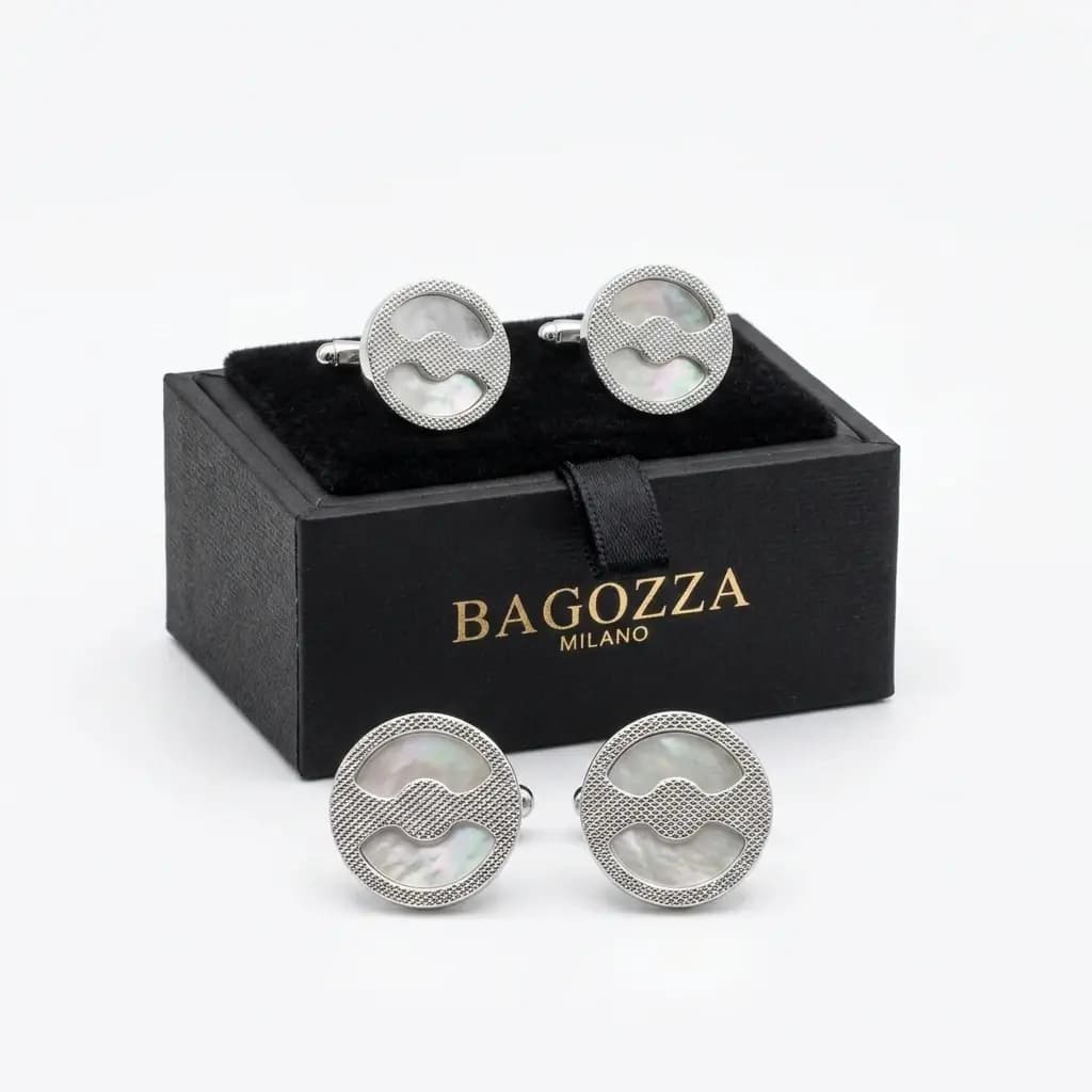 دکمه سردست لاکچری صدف دایره ای برند Bagozza